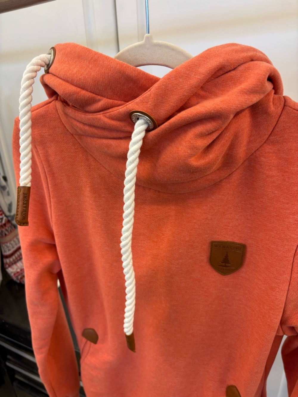 Wanakome Orange Cowl-Neck Pullover with Rope Drawcords - Picture 2 of 4